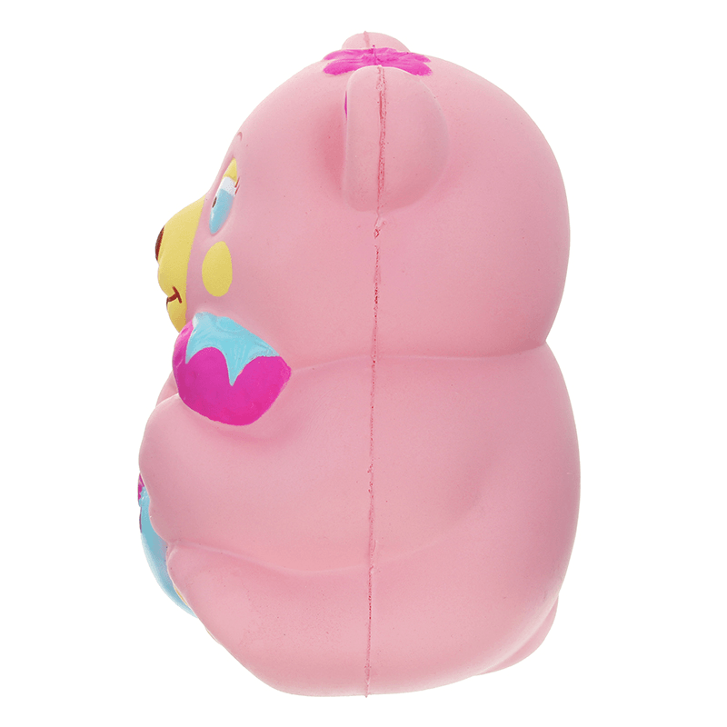 Xinda Squishy Strawberry Bear Holding Honey Pot Pink Slow Rising with Packaging Collection Gift Toy - Trendha