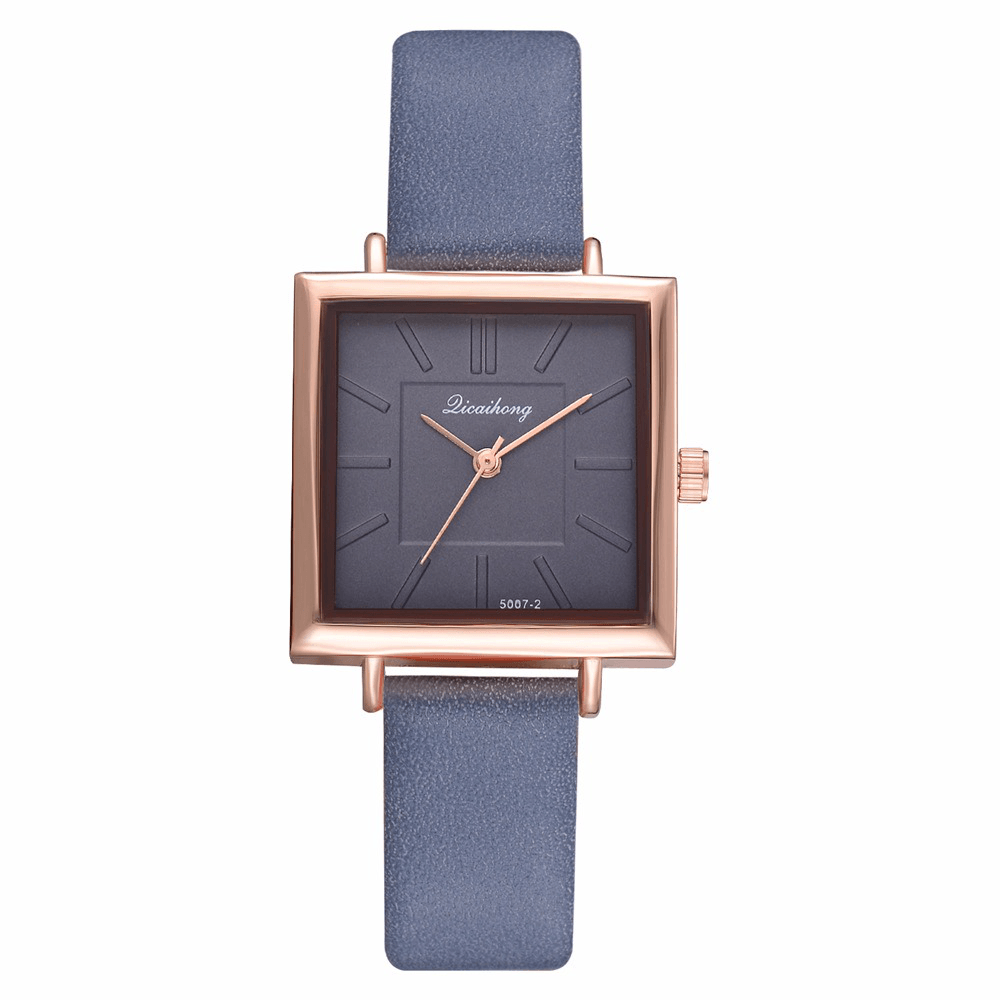 Simple Square Dial PU Leather Strap Women Fashion Ladies Dress Bracelet Quartz Watch - Trendha