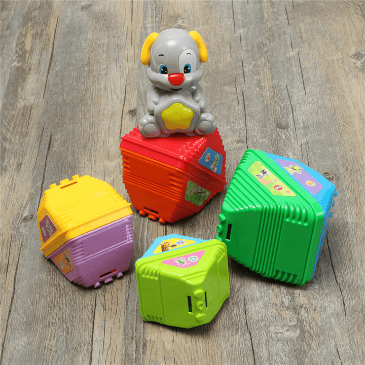 Kids Colorful Stacking Dog Pile up Tower Toy Learning Plaything Cups Counting Stack Cups Blocks - Trendha