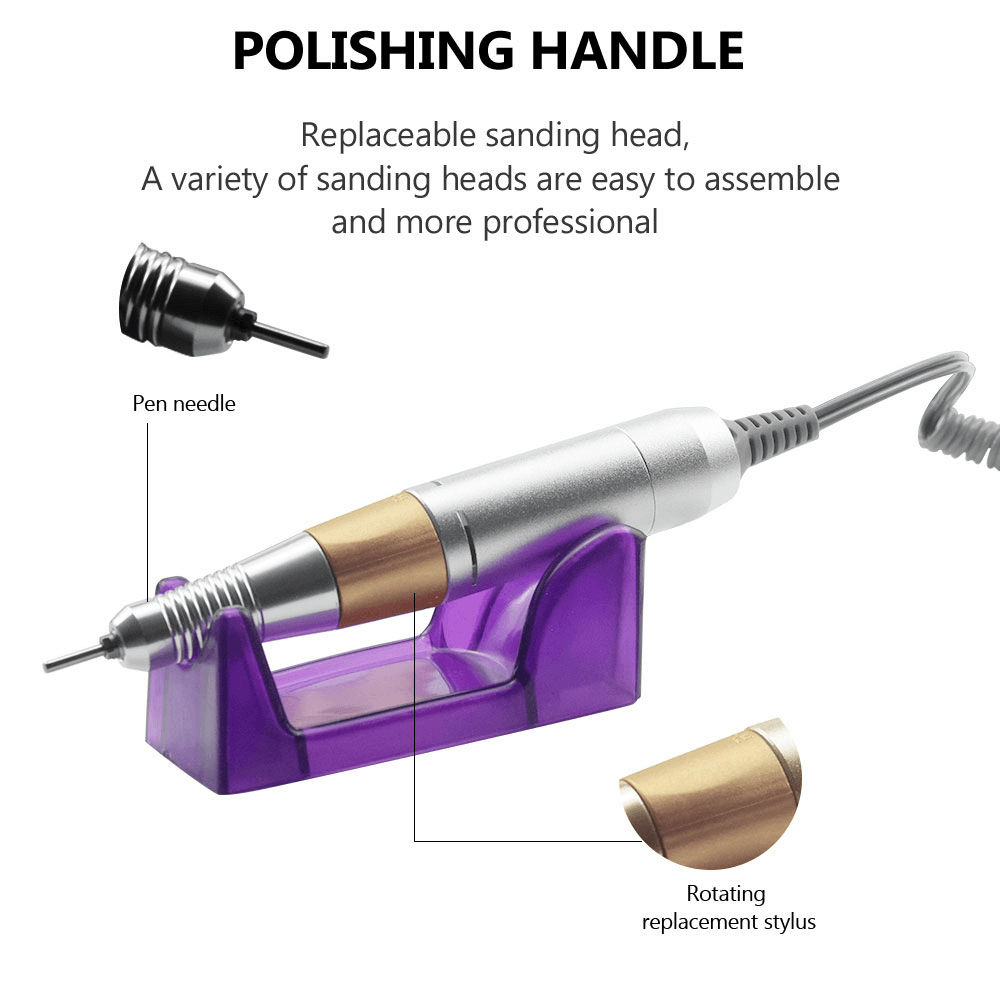 35,000 RPM Powerful Electric Manicure Drill Manicure Nail Art Set File Bits Heads Pedicure File Tips Polishing Shape Nail Drill Kit Tool - Trendha