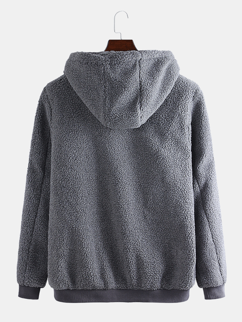 Mens New Zipper Cardigan Casual Loose Particle Velvet Short Hooded Coats - Trendha
