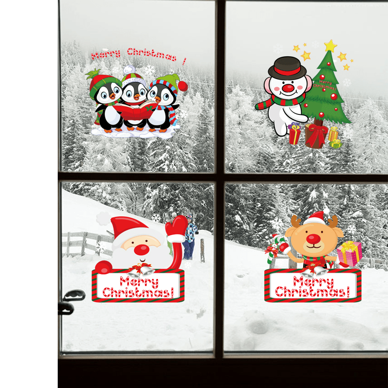 Miico SK9108 Christmas Sticker Window Cartoon Penguin Pattern Wall Stickers Removable for Room Decoration - Trendha