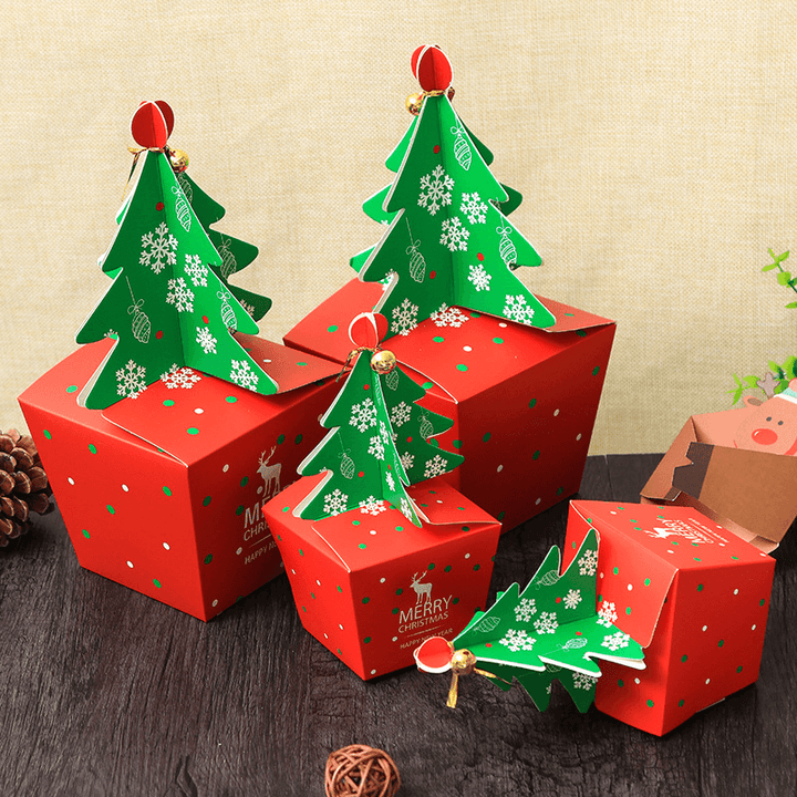 Christmas 2017 Paper Gift Box Candy Box Fit Wedding Party Christmas Tree Pattern Jewelry Packaging Box - Trendha