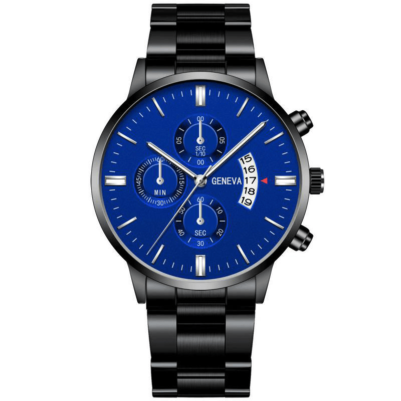 GENEVA Fashion Men Watch Date Display Stainless Steel Strap Business Quartz Watch - Trendha