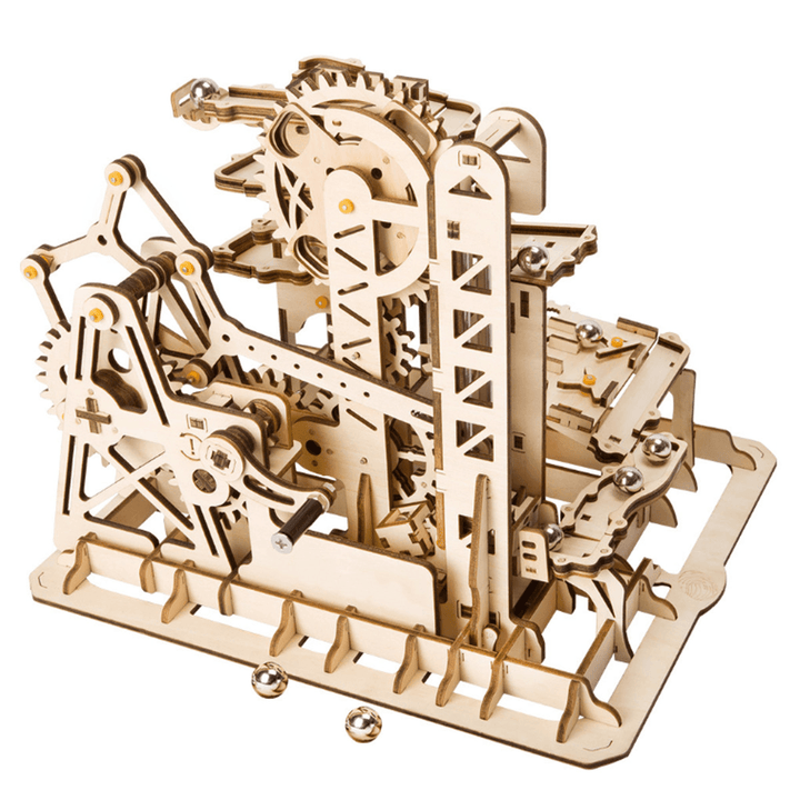 Robotime 4 Kinds Hand Crank Marble Run Game DIY Coaster Wooden Model Building Kits Assembly Toy Gift for Children Adult - Trendha