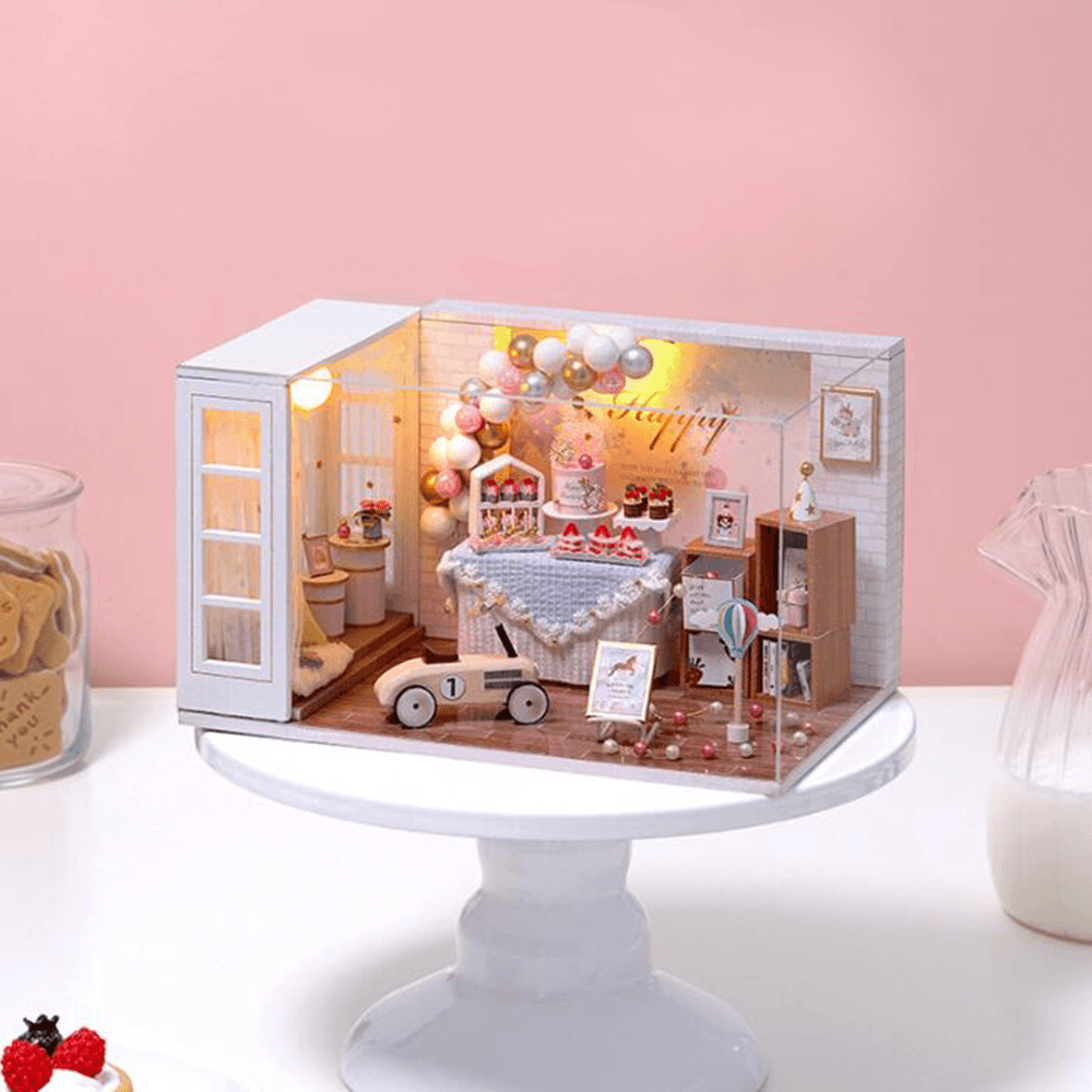 CUTE ROOM Camp Party Theme DIY Assembled Cute Doll House with Cover & Light - Trendha