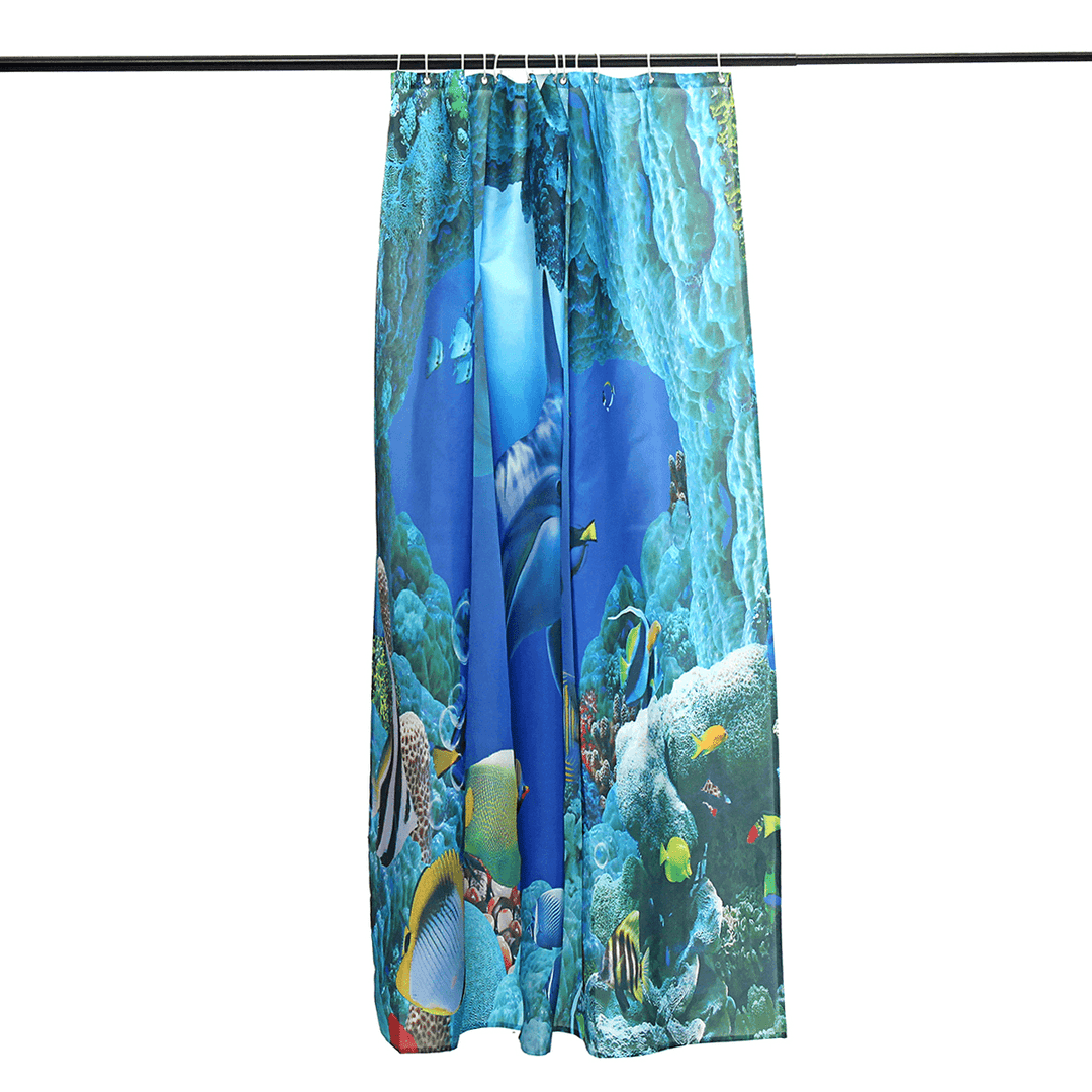 Dolphin Ocean Bathroom Shower Curtain Bath Mat Toliet Pedestal Rug Pad Cover - Trendha