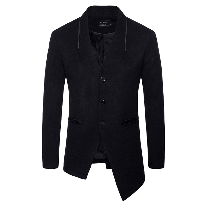 Irregular British Style Solid Color Suit V-Neck Trench Coat Blazers for Men - Trendha