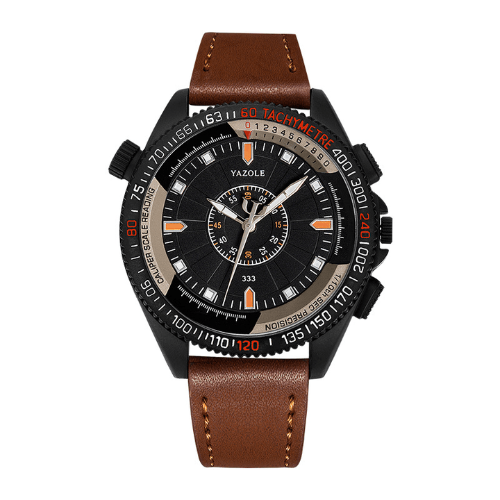 YAZOLE Outdoor Three-Dimensional Dial PU Leather Band Waterproof Quartz Watch - Trendha