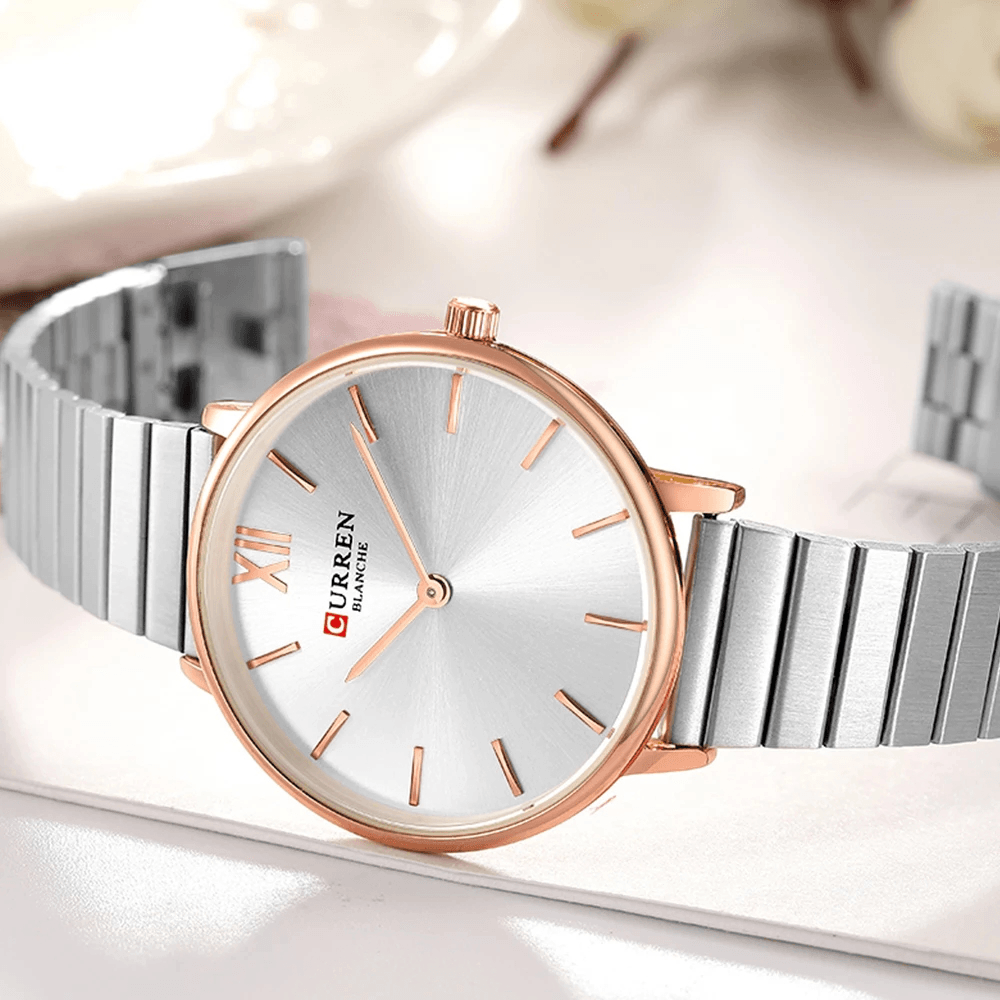 CURREN 9040 Fashionable Casual Style Ladies Wrist Watch Full Steel Band Ultra Thin Quartz Watches - Trendha