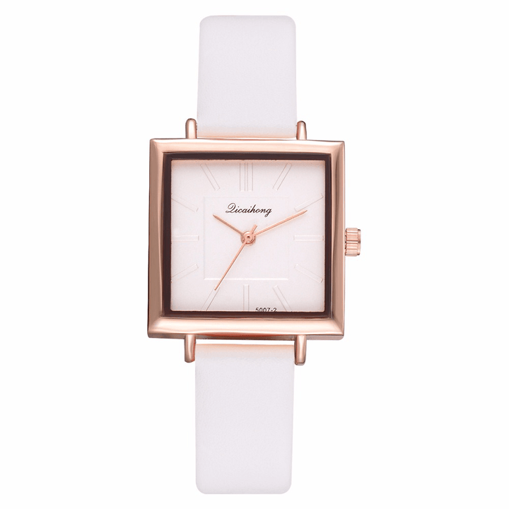 Simple Square Dial PU Leather Strap Women Fashion Ladies Dress Bracelet Quartz Watch - Trendha