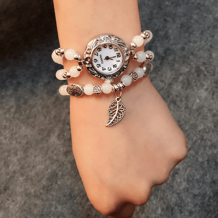 National Style Circular Small Dial Women Simple Vintage Bracelet Watch Quartz Watch - Trendha
