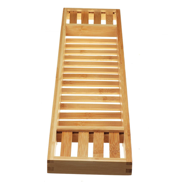Bamboo Wood Bath Tub Rack Bathroom Shelf Tidy Tray Storage Caddy Organiser - Trendha