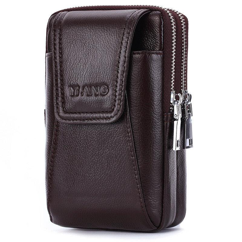 Men Genuine Leather Waist Bag Phone Bag For Outdoor Travel Daily - Trendha