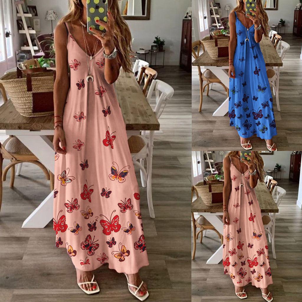 Butterfly print waistband dress - Trendha