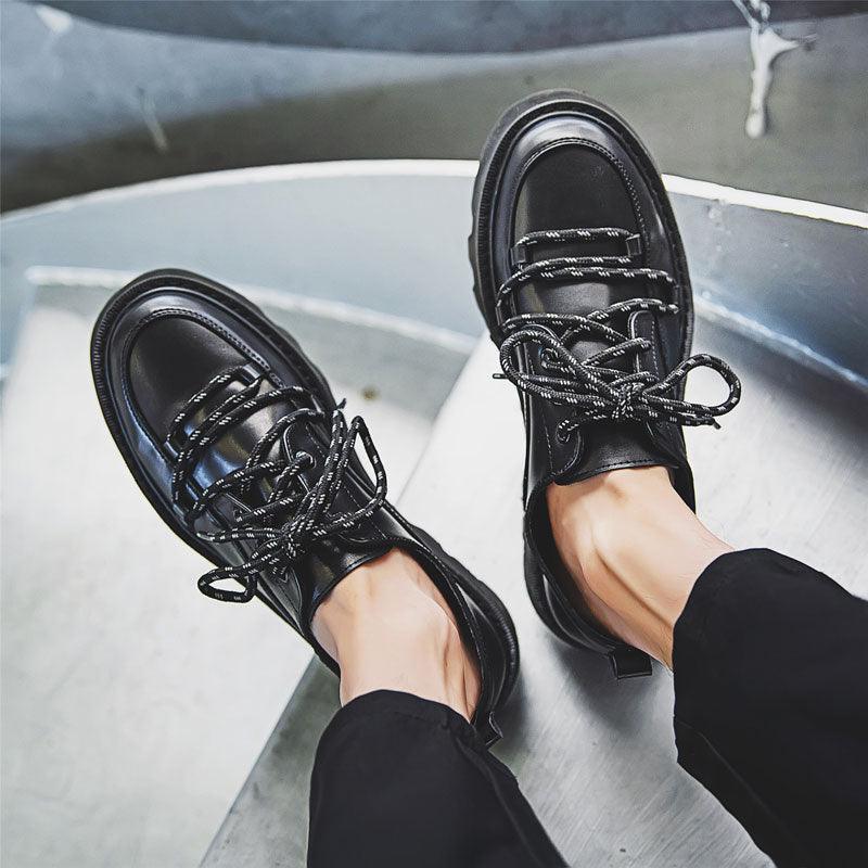 Leather Shoes Increase Men's Lace Trend Casual Leather Shoes All-Match - Trendha