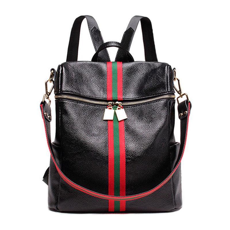 Hit color ribbon shoulder bag casual handbag fashion wild school Korean backpack - Trendha