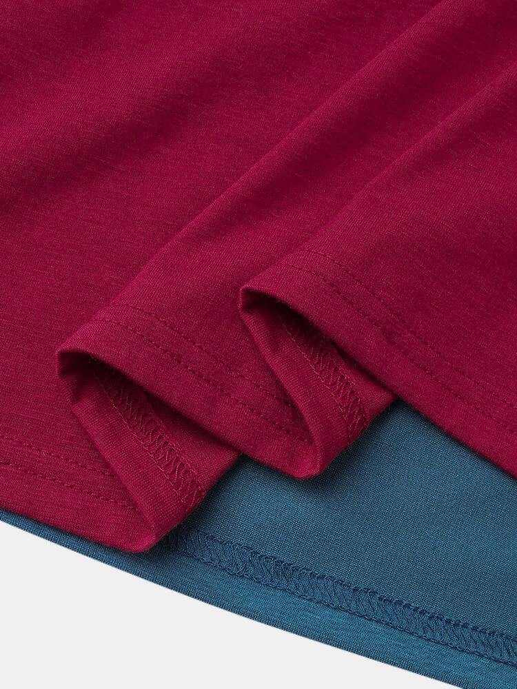 Mens Letter Print Colorblock Stitching Short Sleeve Preppy T-Shirts - Trendha