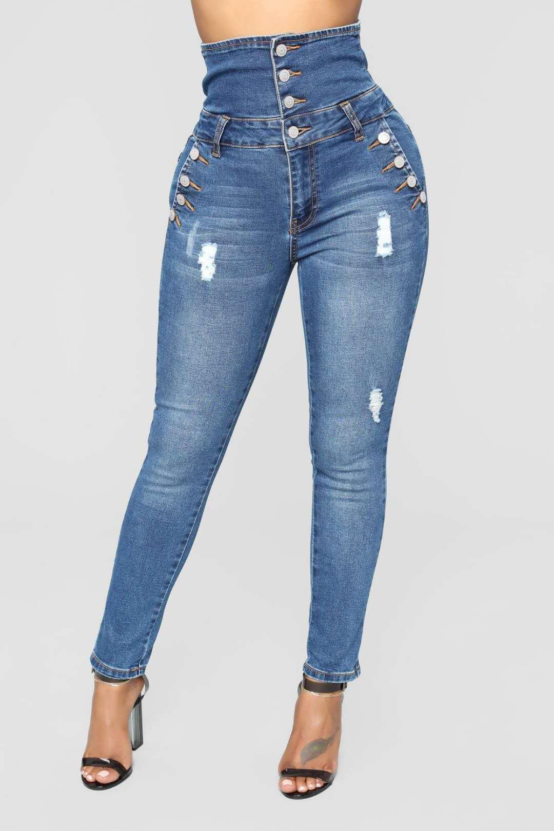 Ripped hole fashion Jeans Women High Waist skinny pencil Denim Pants Elastic Stretch embroidery sexy Jeans women high street - Trendha