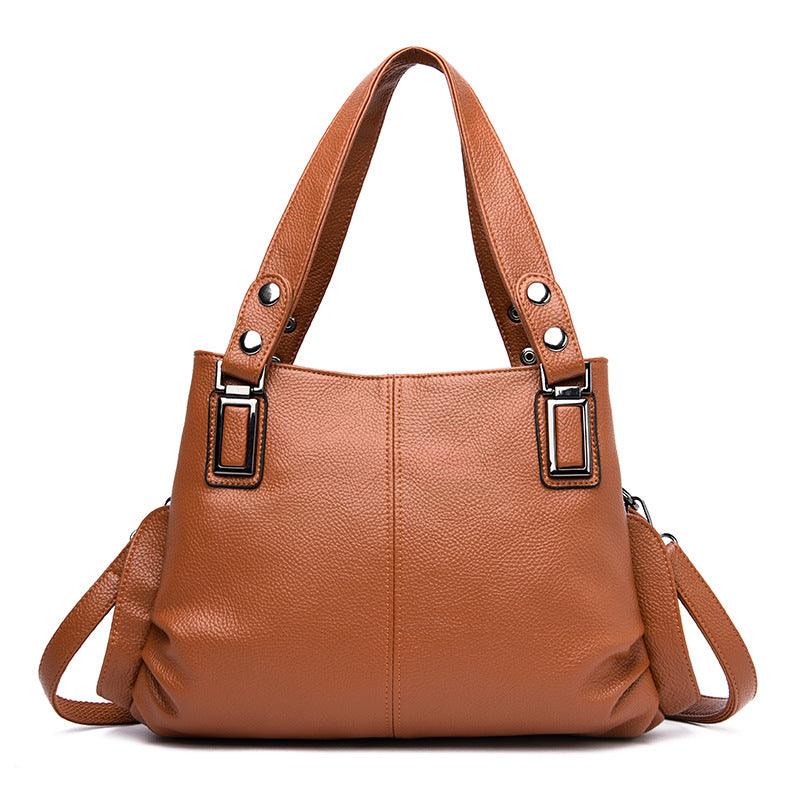 Leather three mouth women's bag single shoulder messenger handbag - Trendha