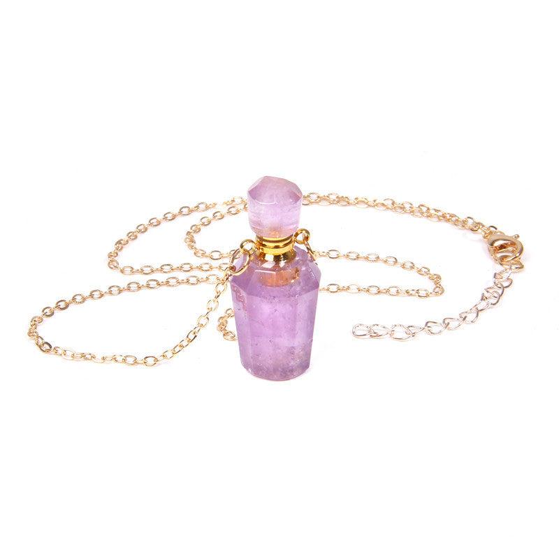 Perfume bottle crystal pendant necklace - Trendha
