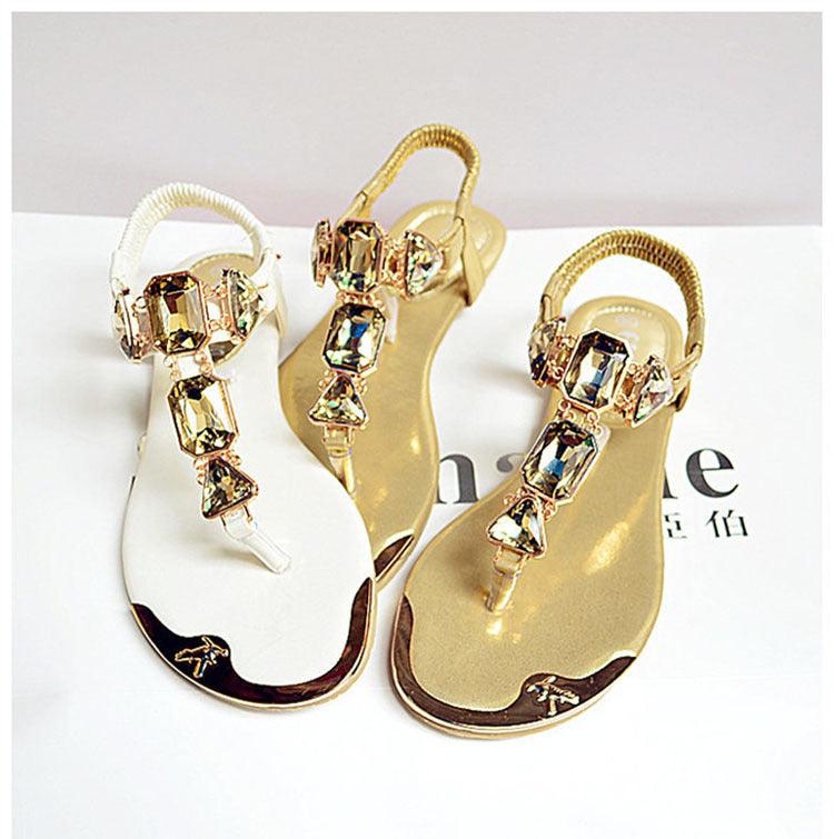 Sandals Women 2021 New Summer Sandals Women Shoes Casual Elastic Band Crytal Flat Sandals Light Wearproof Nonslip Women Sandals - Trendha
