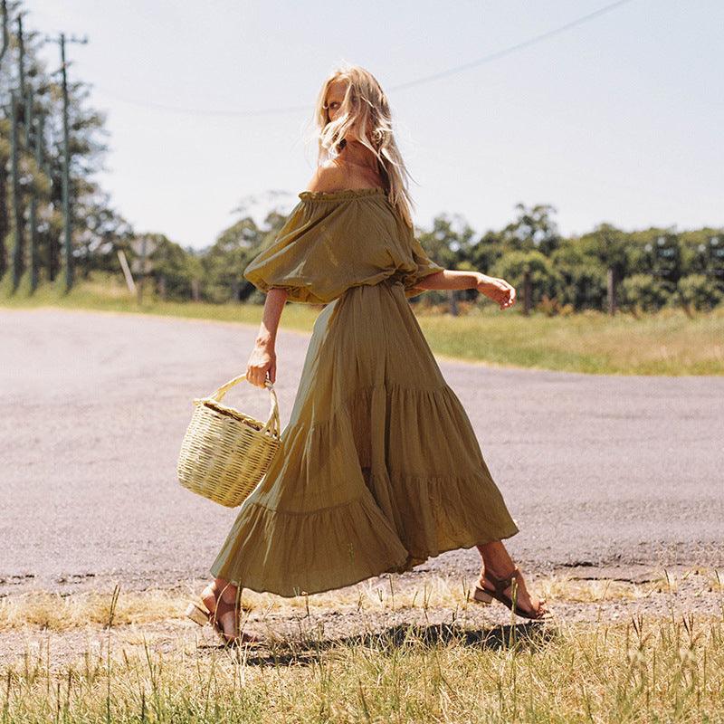 Ruffled bat sleeve dress - Trendha