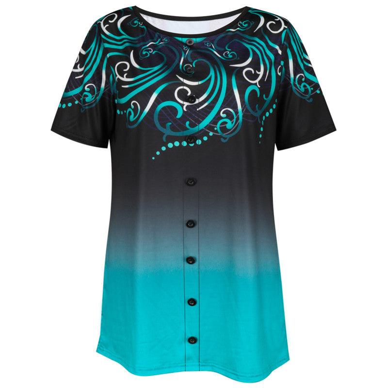 Short-sleeved gradient casual T-shirt - Trendha