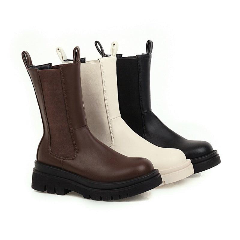 British style mid-heel platform knight boots