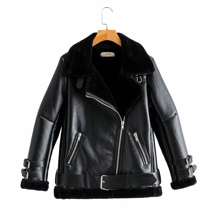 Autumn and Winter New Warm Fur All-in-one Leather Jacket - Trendha