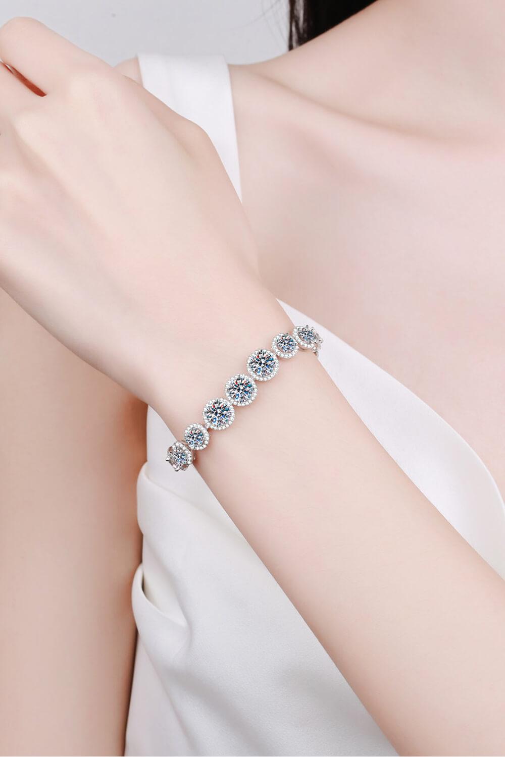 925 Sterling Silver 10.4 Carat Moissanite Bracelet - Trendha