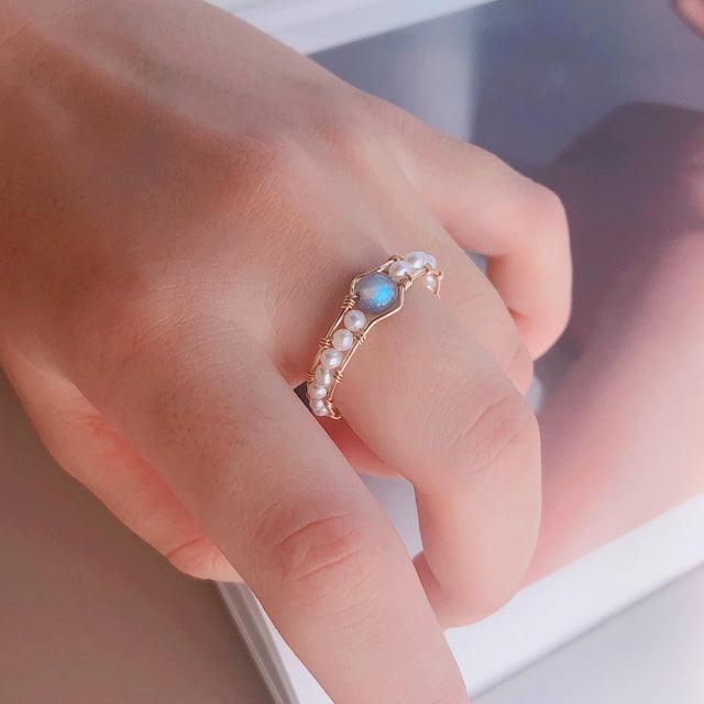 Grey Moonlight Pearl Ring - Trendha