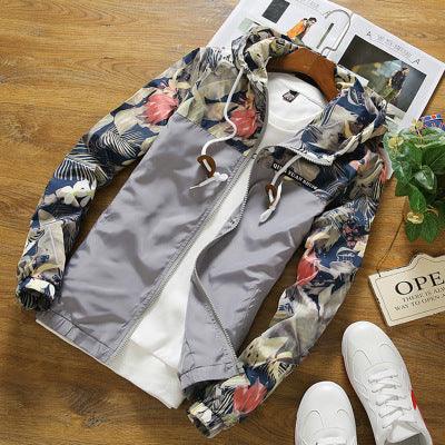 Men's Printed Casual Contrast Sports Hooded Camouflage Jacket - Trendha