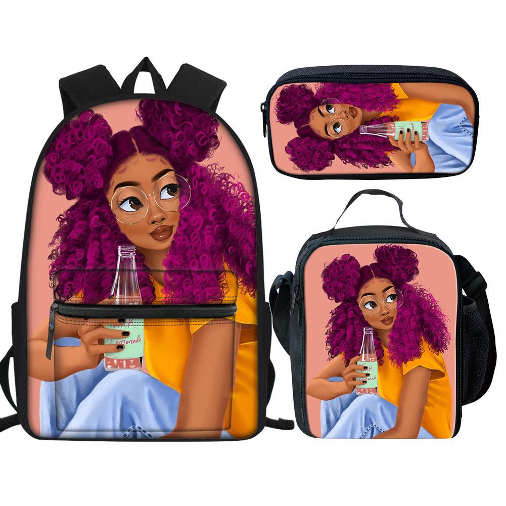 Creative Printed Girl Pattern Multifunctional Schoolbag - Trendha