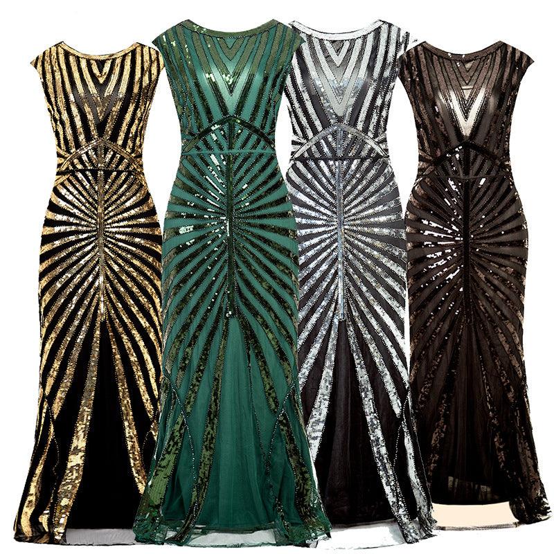 Sequined Fishtail Hem Long Slim Dress Evening Party - Trendha