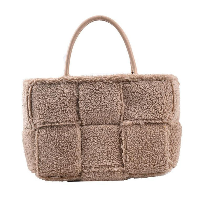 Plush Checkered Trend Personality Western Style Simple Female Bag - Trendha