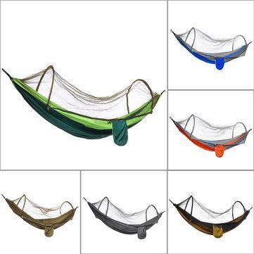 210T Nylon Hammock Ourdoor Camping Travel Hanging Bed With Mosquito Net - Trendha