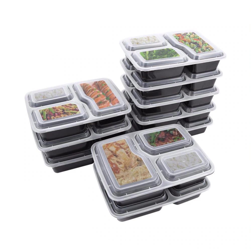 3-Compartment Disposable Food Containers 20 pcs Set - Trendha