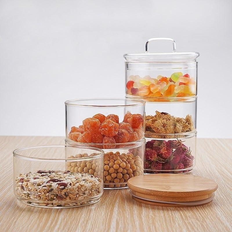 3 Layer Glass Food Storage Jar - Trendha