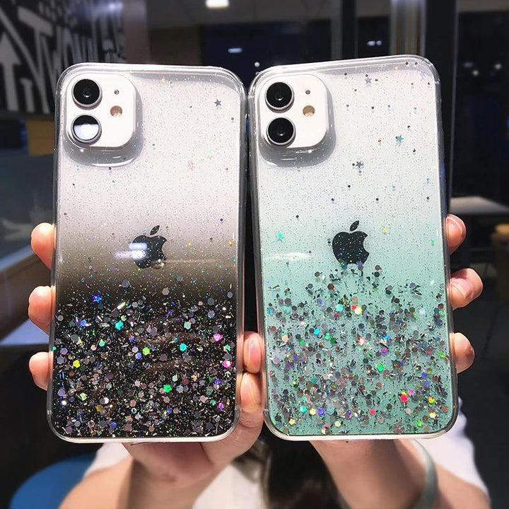 Clear Glitter Phone Case For iPhone 12 Pro 11 Pro Max Luxury Plating Square Frame Matte Soft Silicone Case - Trendha