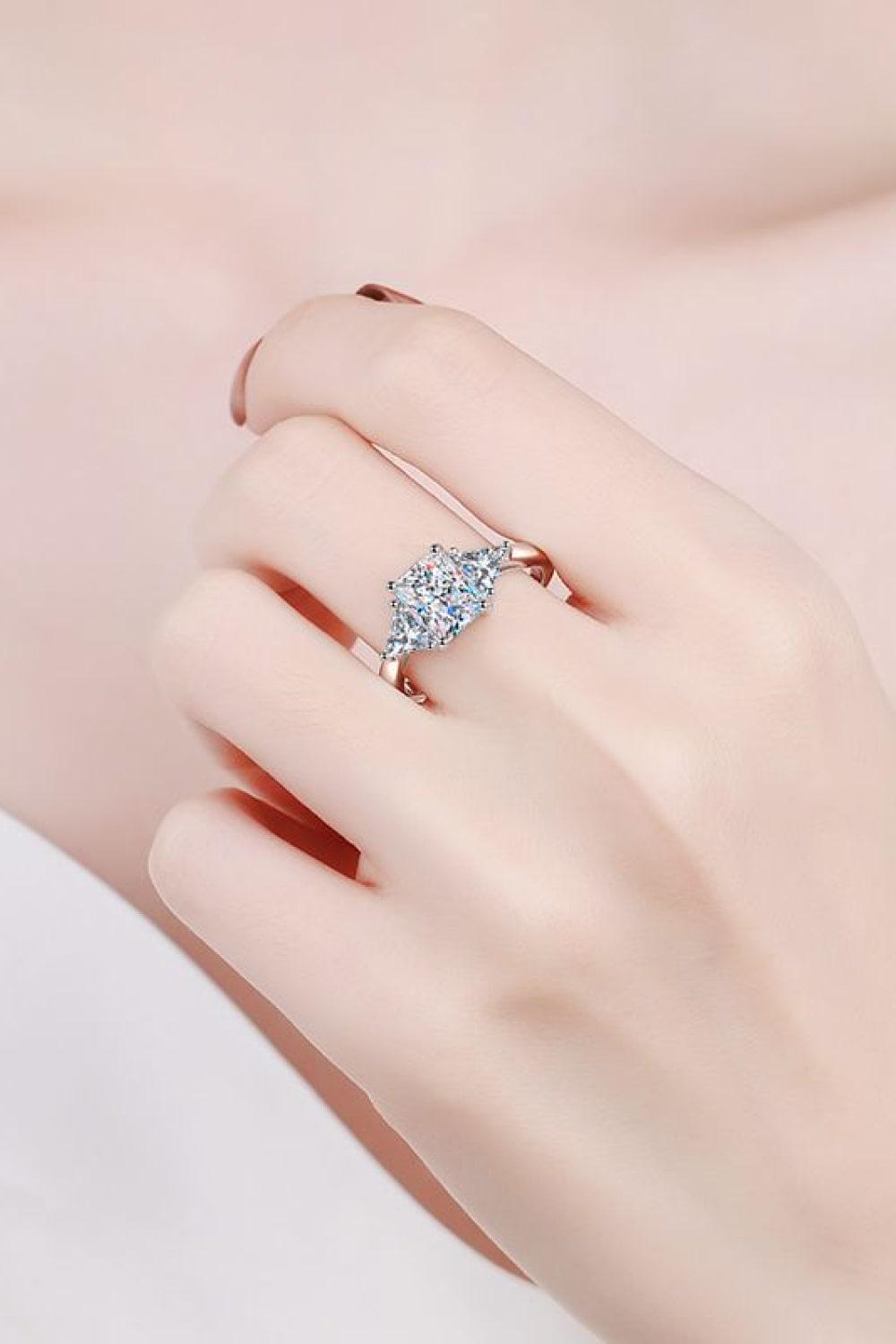 3 Carat Moissanite 925 Sterling Silver Rhodium-Plated Ring - Trendha