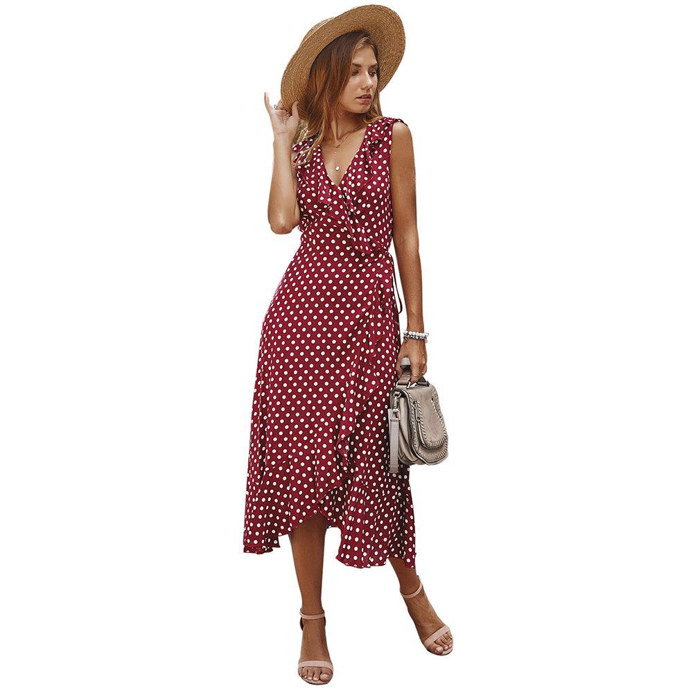 Independent Real Shot Polka Dot Sexy Vest Dress Bohemian Fashion - Trendha