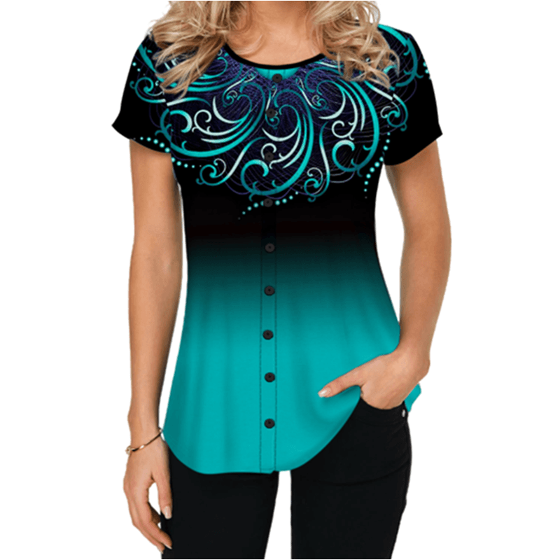Short-sleeved gradient casual T-shirt - Trendha