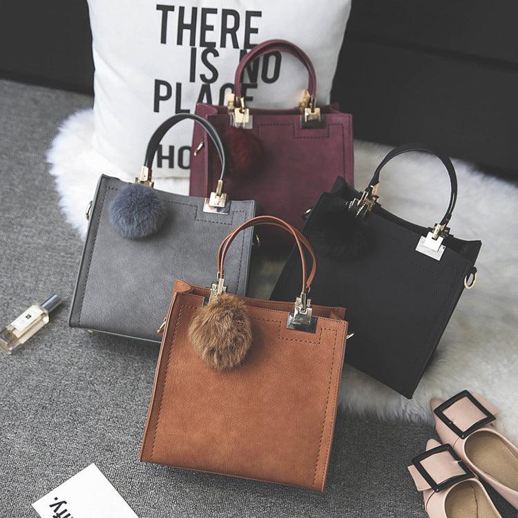 Factory wholesale hair ball bag handbag shoulder bag simple small scrub bag retro shoulder bag girls cross - Trendha