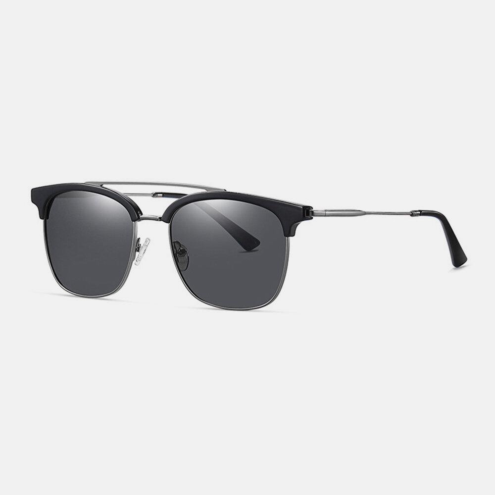 Men Super Light Oval Metal Full Frame Polarized UV Protection Sunglasses - Trendha