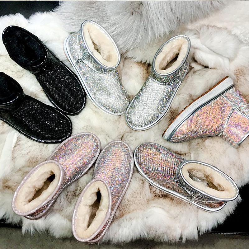 Rhinestone snow boots - Trendha