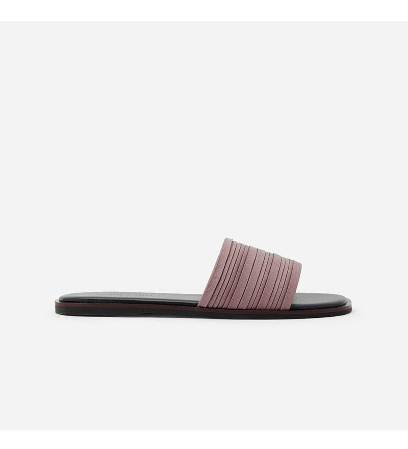 Summer Low-heeled Fold Surface Beach Sandals And Slippers Female Wild Simple Flip-flop Open-toed Flat Slippers Female Tide - Trendha