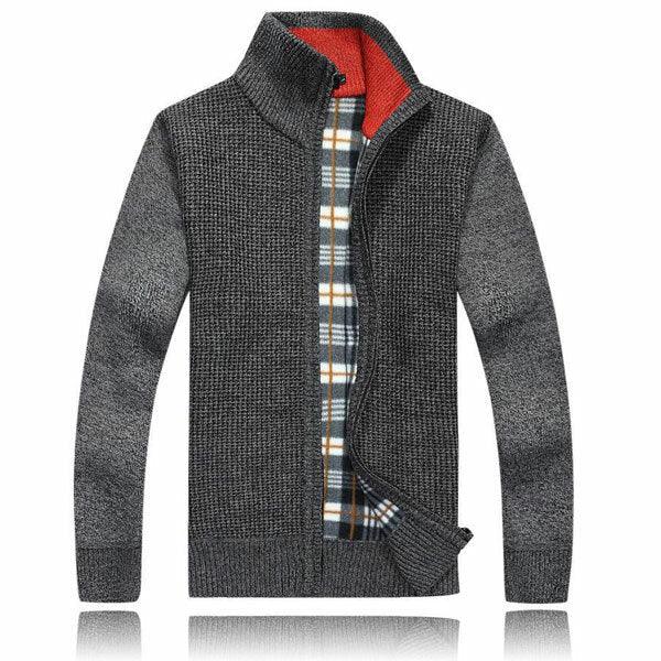 Men's Knitted Wool Blend Thick Polar Fleece Lining Sweater Cardigans - Trendha