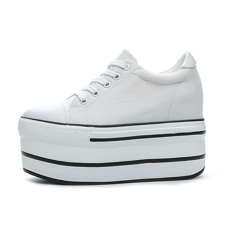 Women's Breathable Canvas Shoes With Thick Soles - Trendha