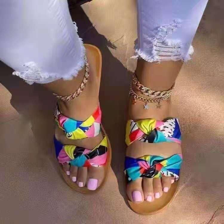 Bowknot Toe Flat Sandals And Slippers Women - Trendha